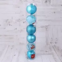 Ёлочные игрушки &laquo;Зимний домик&raquo;, шары новогодние, d=8 см, набор 6 шт., голубой