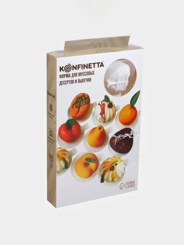 Форма для муссовых десертов и выпечки KONFINETTA &laquo;Сердце&raquo;, силикон, 29&times;17&times;2 см, 8 ячеек, белая