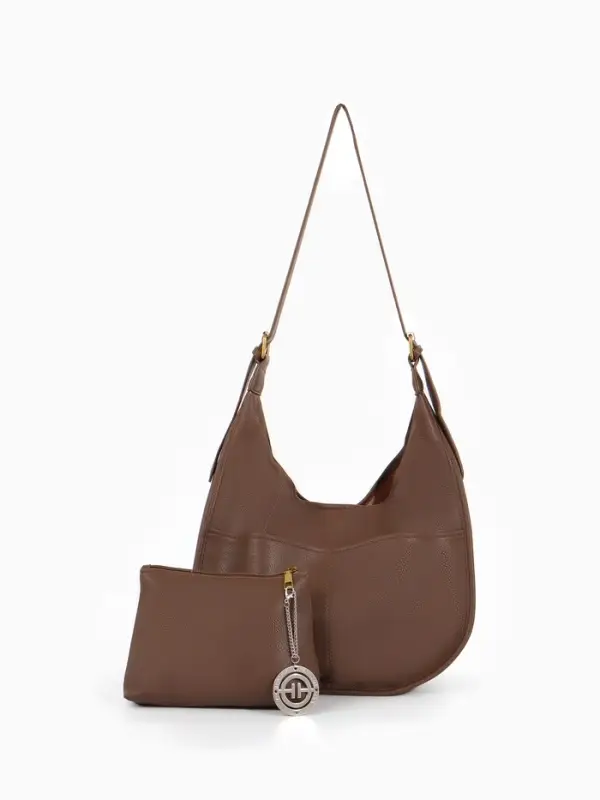 Сумка - мешок женская TEXTURA, на магните, с косметичкой, 34&times;12&times;27 см, коричневая