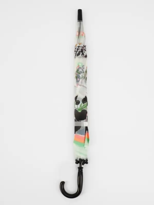 Зонт - трость детский &laquo;Панда с малышом&raquo;, полуавтоматический, 8 спиц, R=42/47 см, d=84 см, белый