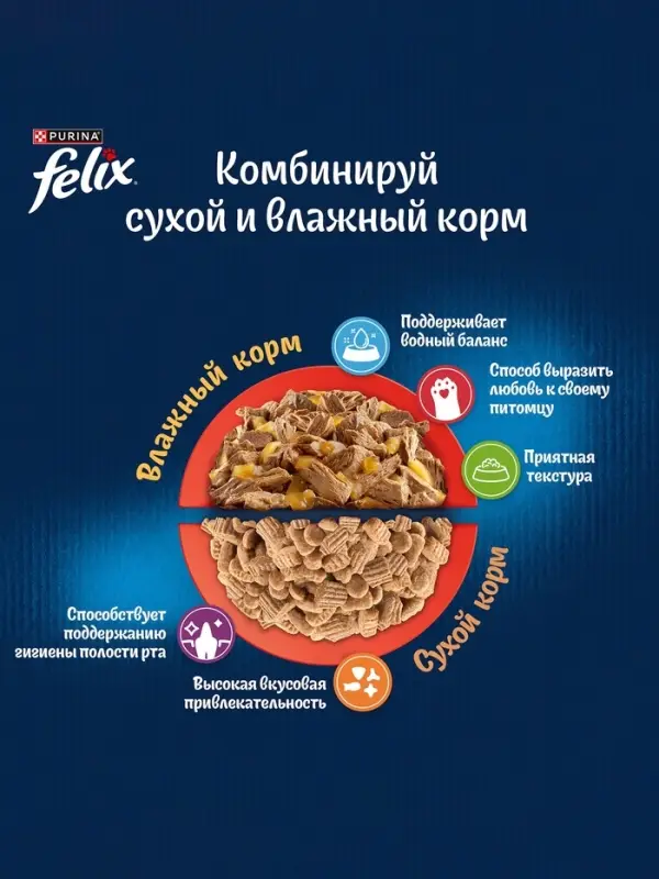 Сухой корм Felix &laquo;Двойная вкуснятина&raquo; для кошек, говядина, 3 кг