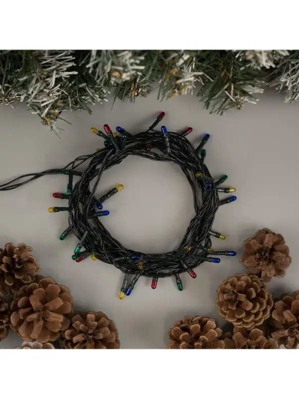 Гирлянда &laquo;Нить&raquo; 3.5 м, IP20, тёмная нить, 50 ламп, свечение мульти, 8 режимов, 220 В