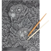 Гравюра Скретчинг  18x24 см лабрадоры, набор МУЛЬТИ АРТ SCRETCH-111534