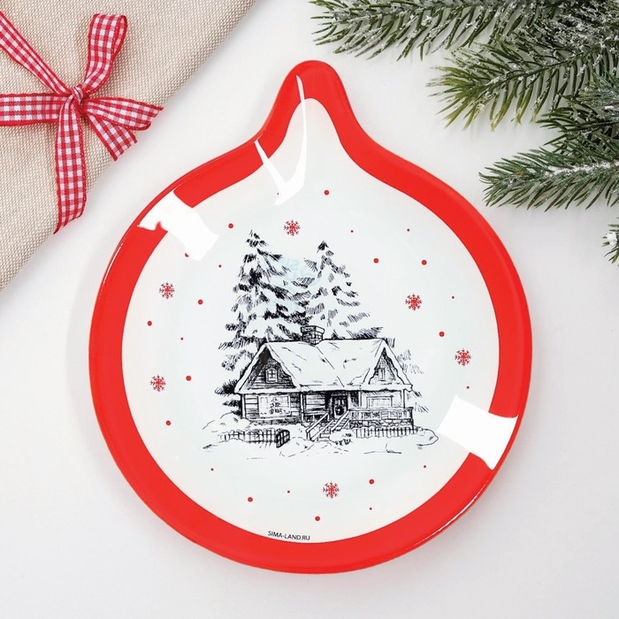 Тарелка стеклянная Дорого внимание «Избушка», 15,4 х 18 см Тарелка стеклянная Дорого внимание «Избушка», 15,4 х 18 см