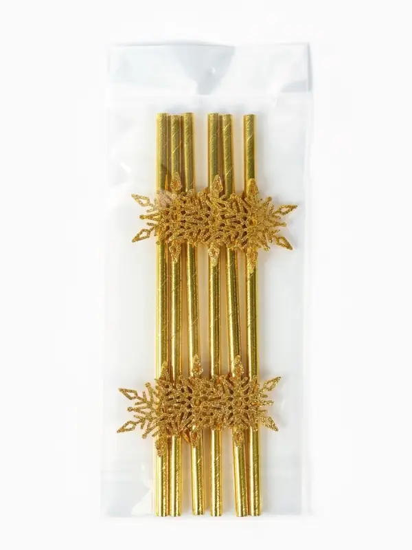 Трубочки для коктейля  Трубочки для коктейля "Снежинки", набор 6 шт.