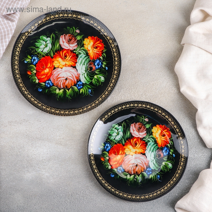 Набор тарелок стеклянных Доляна «Народные мотивы», 19 предметов: 6 десертных тарелок, 6 обеденных тарелок, 6 мисок, салатник Набор тарелок стеклянных Доляна «Народные мотивы», 19 предметов: 6 десертных тарелок, 6 обеденных тарелок, 6 мисок, салатник