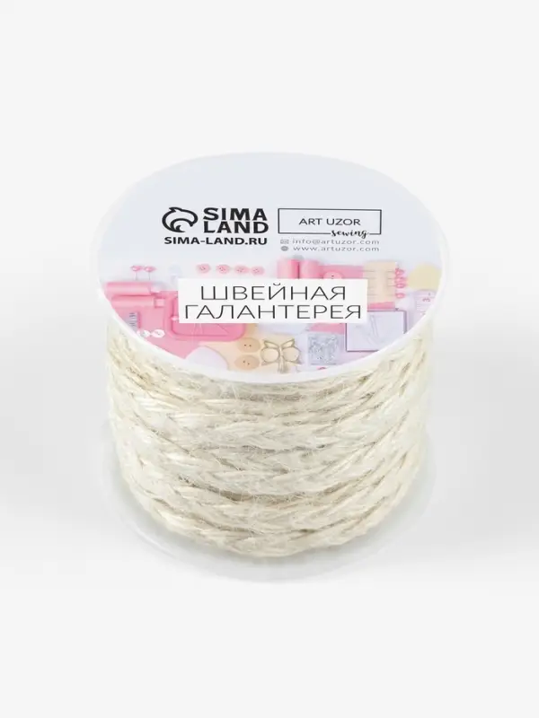 Тесьма декоративная холщовая &laquo;Косичка&raquo;, 6 мм, 9&plusmn;0.5 м, светло-бежевая