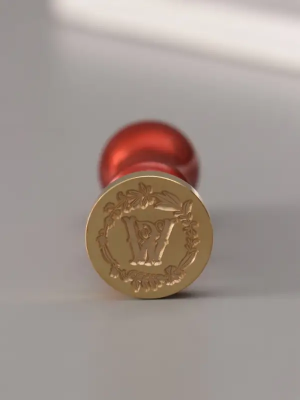 Печать для сургуча с пластиковой ручкой &laquo;Венок с буквой W&raquo;, 2.5&times;2.5&times;6.3 см