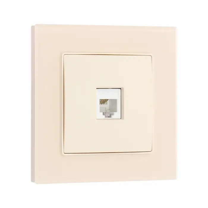 Розетка телефонная TOT Matte Glass, стекло, скрытая, одноместная, бежевая