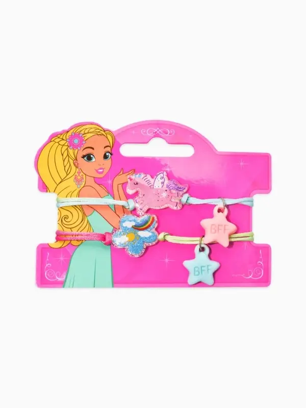 Браслеты детские парные "Выбражулька" неразлучники, пончик, единорог, звезды, разноцветный   1093717