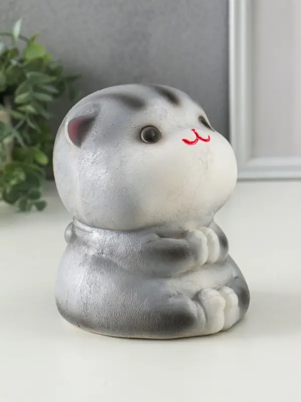 Копилка Копилка "Кот Дзен" серый, 16х14х14,5 см
