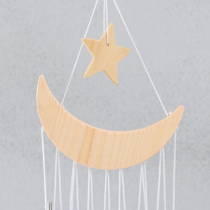 Музыка ветра дерево, металл Музыка ветра дерево, металл "Месяц со звездой" 9 трубочек 54х13 см