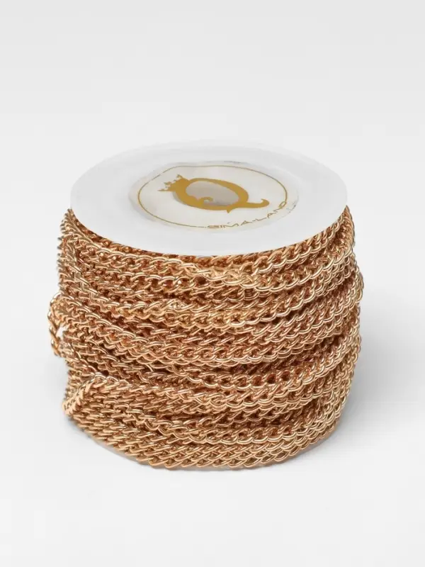 Цепочка железная без карабина на бобине, 0.3&times;0.3&times;0.1 см, L=10 м, цвет золото