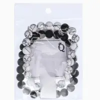 Набор браслетов 2 шт. шар №8 &laquo;Агат&raquo;, чёрно-белый