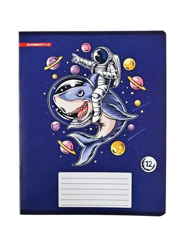 Тетрадь 12 листов, в линейку &laquo;Космическое приключение&raquo;, мелованный картон, МИКС