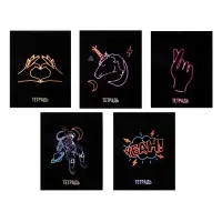 Тетрадь 48 листов в клетку, Calligrata, Neon, МИКС