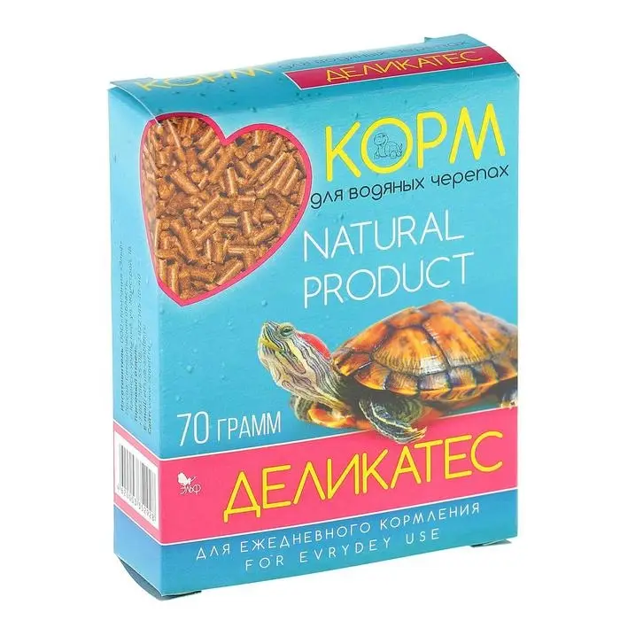 Корм  Корм "Деликатес" для водяных черепах, с морепродуктами, 70 г.