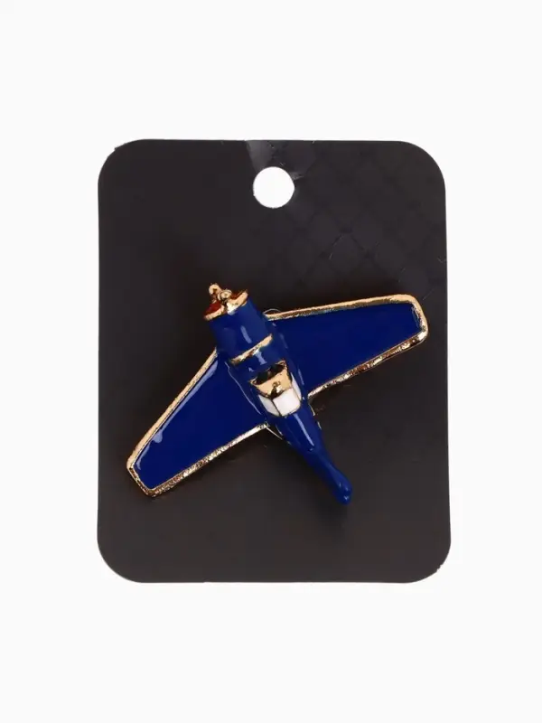Брошь &laquo;Самолёт с пропеллером&raquo;, синяя в золоте