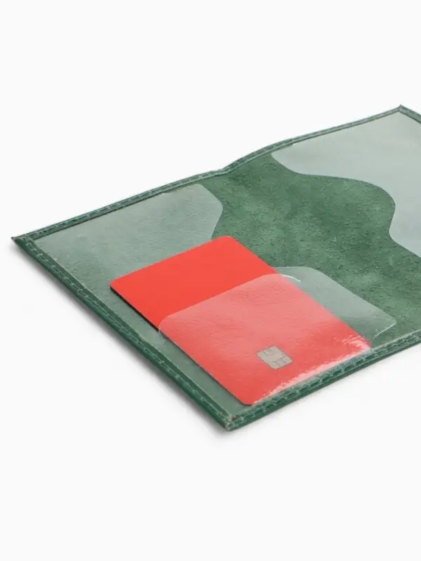 Обложка для паспорта, гладкая, тиснение серебряной фольгой, зелёная