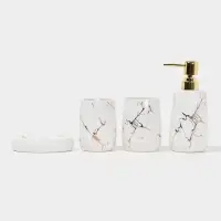 Набор аксессуаров для ванной комнаты SAVANNA &laquo;Гроза&raquo;, 4 предмета (мыльница, дозатор для мыла 400 мл, 2 стакана), цвет белый