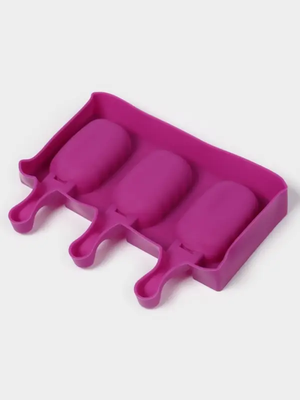 Форма для мороженого «Эскимо волна», силикон, 19.4×13 см, 3 ячейки (7×4 см), МИКС Форма для мороженого «Эскимо волна», силикон, 19.4×13 см, 3 ячейки (7×4 см), МИКС