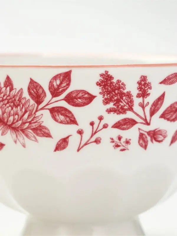 Чайная пара &laquo;Розовый сад&raquo;: кружка 280 мл, блюдце d=16 см, ручная работа