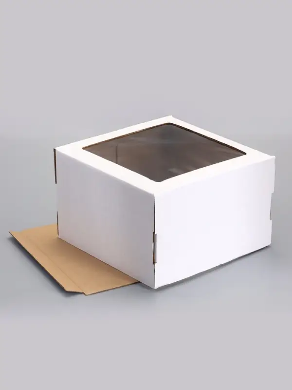 Коробка для торта, кондитерская, белая, с окном 30&times;30&times;19 см Набор 5 шт.