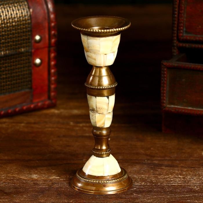 Подсвечник Подсвечник "Фларин" латунь, перламутр 5х5х13,5 см