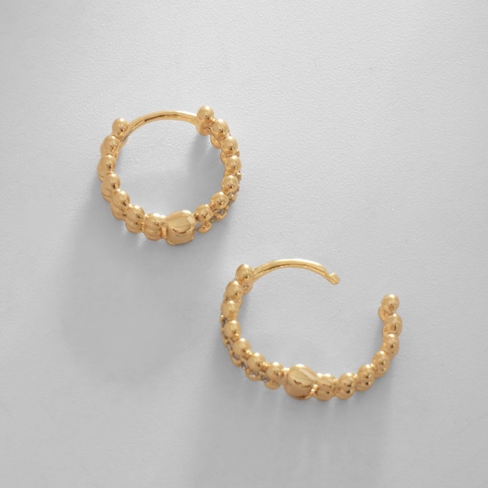 Серьги-кольца XUPING кольцо с бусинами, цвет белый в золоте, d=1,3 cм Серьги-кольца XUPING кольцо с бусинами, цвет белый в золоте, d=1,3 cм