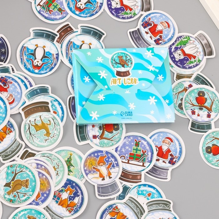 Наклейки для творчества Наклейки для творчества "Снежные шары" тиснение серебро набор 48 шт 9х7х0,8 см