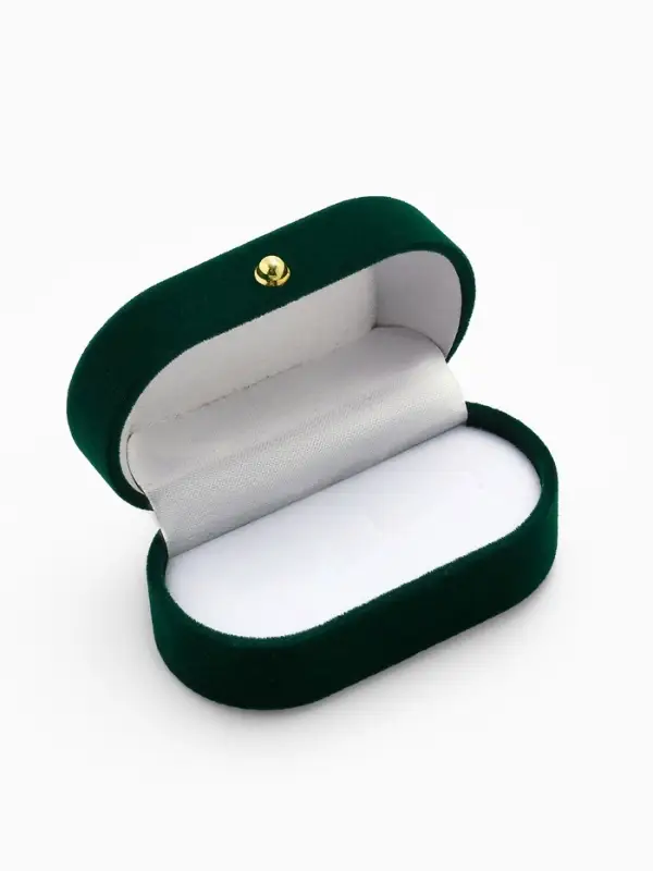 Футляр бархатный под серьги/ кольца/запонки, &laquo;Овал вытянутый&raquo; 7.5&times;4, цвет зелёный, вставка белая