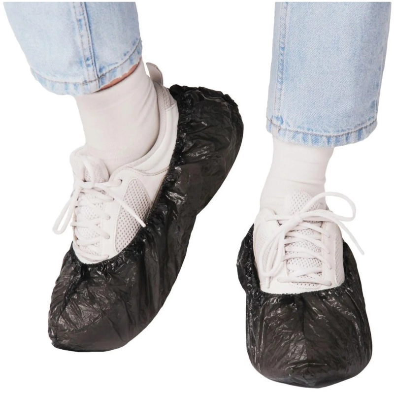 Бахилы н/с, п/э с 2й рез. 3,7г, ПНД-15/2р-Ч, черные, 50пар/уп