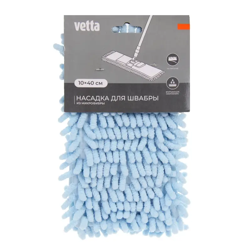 Насадка для швабры тм Vetta, 10х40см, 50 гр., &laquo;Лапша&raquo;, микрофибра
