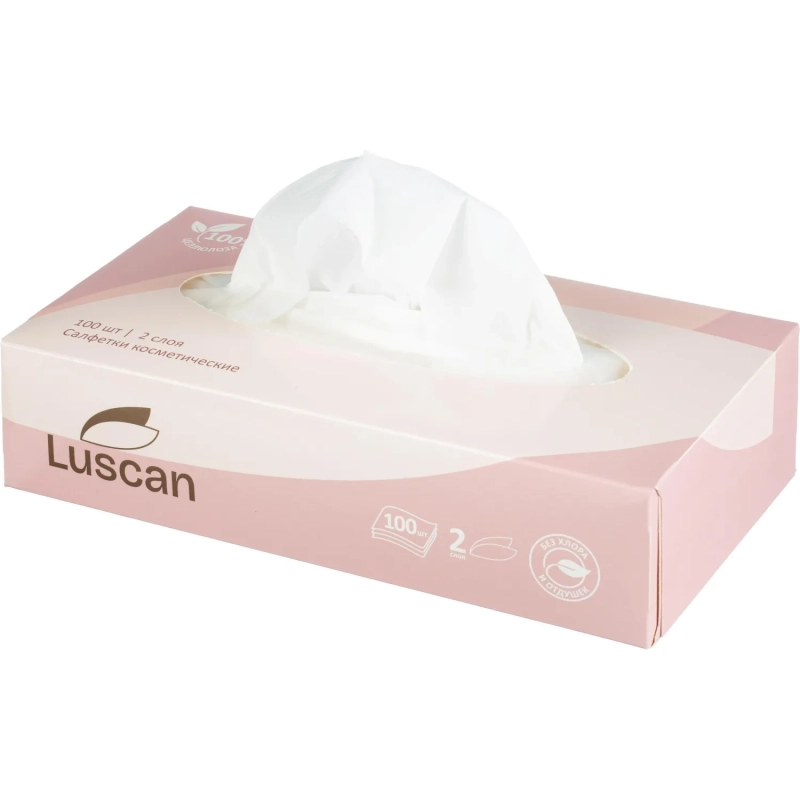 Салфетки косметические Luscan 2сл 100шт/уп белые