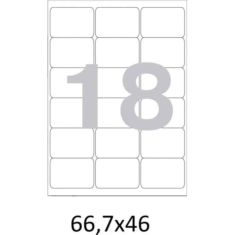 Этикетки самоклеящиеся  66,7х46 мм/18 шт. на лист А4 (100л./уп)