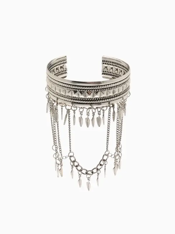 Браслет обод на предплечье &laquo;Перья&raquo;, d=6 см, цвет серебро