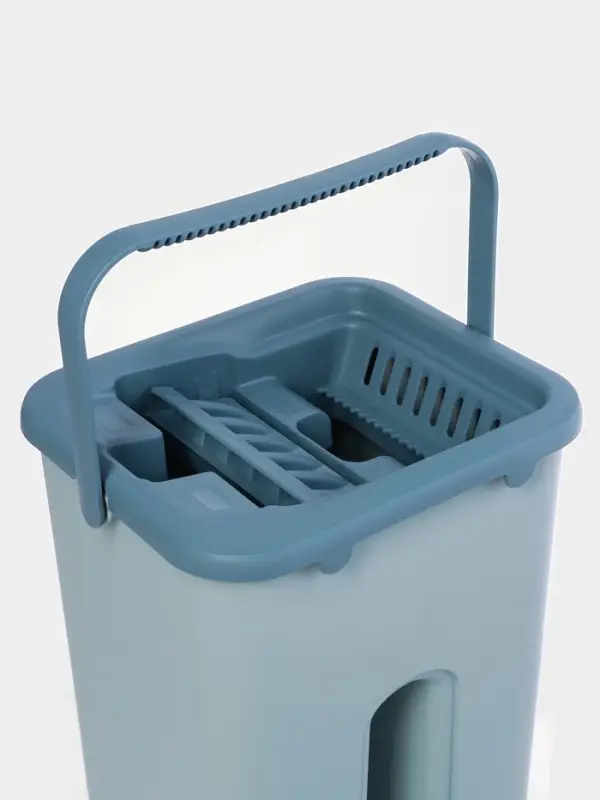 Швабра с отжимом и ведро Доляна, швабра плоская, ведро с двумя отсеками, 8 л, дополнительная насадка