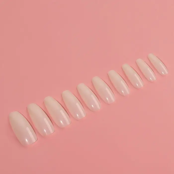 Типсы для наращивания ногтей, 100 шт., форма балерина, полное покрытие, в контейнере, молочные