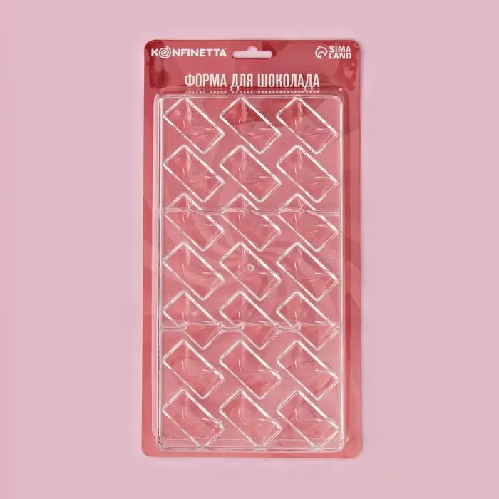 Форма для конфет и шоколада KONFINETTA &laquo;Плетёный батон&raquo;, 27.5&times;17.5&times;2.5 см, 21 ячейка 3.5&times;1.5&times;1.5 см, пластик, прозрачная