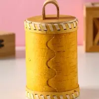 Туес "Лесной" (Медведь), D8,5 смхH(с хватком)14,5 см, береста