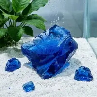 Декоративные камни для аквариума, 3-5 см, 500 г, необработанные, стекло, синие