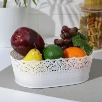 Корзинка для хлеба и фруктов IDEA &laquo;Ажур&raquo;, пластик, 14&times;22&times;8 см, белая