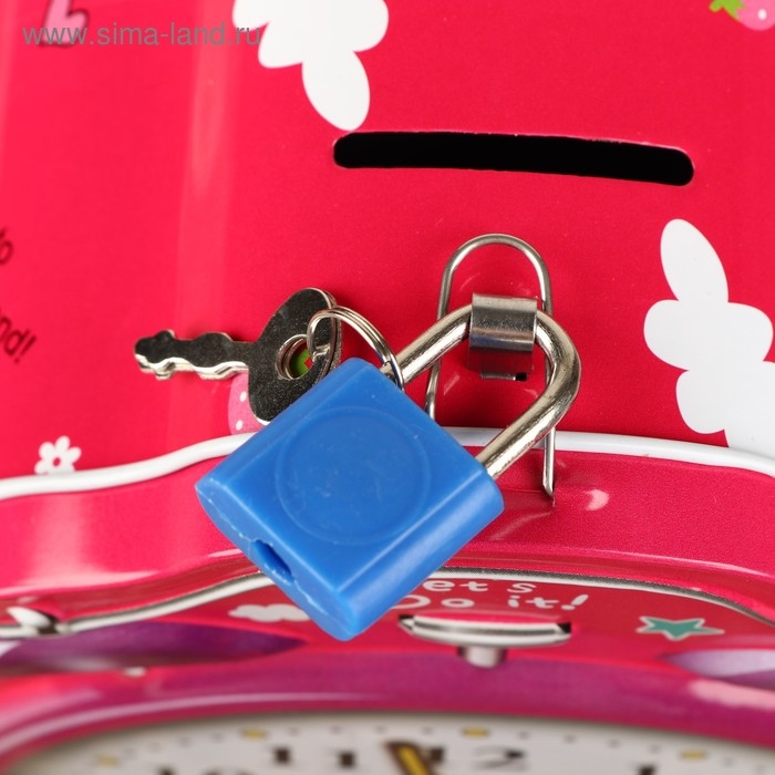 Копилка металл "Будильник" с замком и ключами МИКС 16х12х6 см