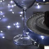 Гирлянда &laquo;Мишура&raquo; 2 м, роса, IP20, серебристая нить, 50 LED, от батареек CR2032&times;2, свечение белое