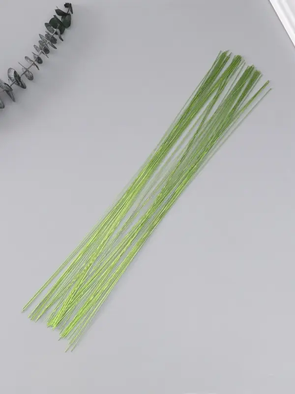 Проволока флористическая &laquo;Зелёная хром&raquo;, для изготовления искусственных цветов, 40 см, сечение 0.7 мм, набор 50 шт.