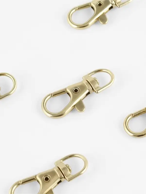 Карабин металлический, 38&times;13.6 мм / 9&times;2.2 мм, 5 шт., цвет золотой