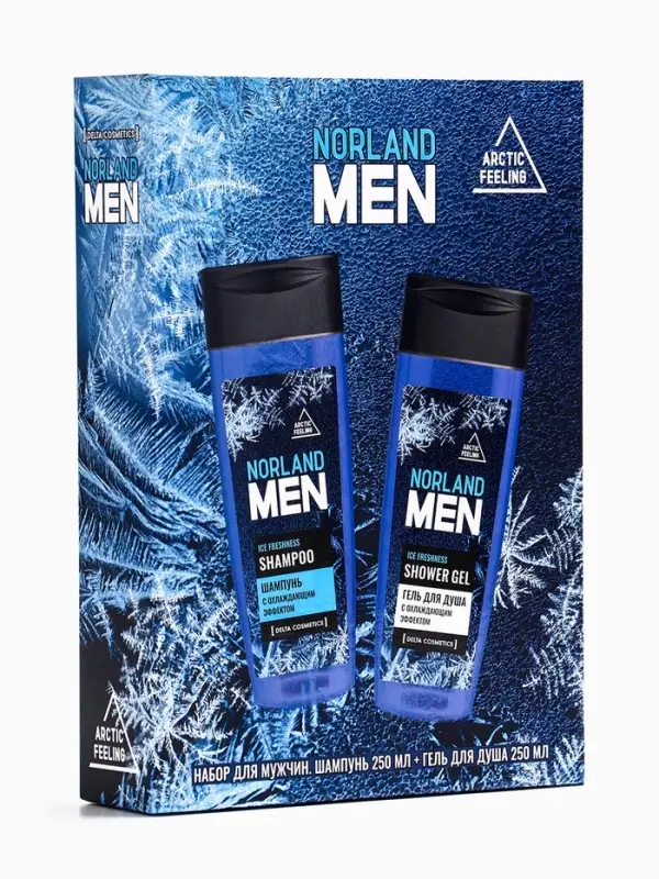 Подарочный набор мужской Norland Men Ice Freshness: гель для душа 250 мл + шампунь 250 мл