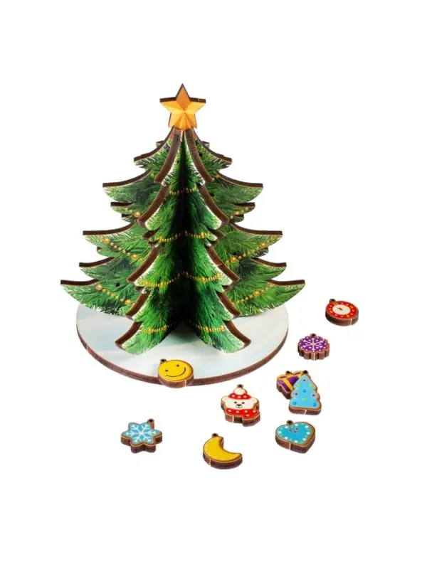 Модель из дерева WoodLand Toys &laquo;Ёлка сборная. Новогодние украшения&raquo;