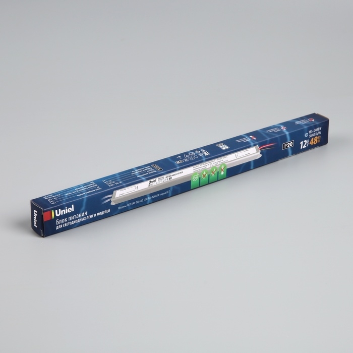 Ультратонкий блок питания для светодиодных лент и модулей Uniel, 48 Вт, 12 В, IP20 Ультратонкий блок питания для светодиодных лент и модулей Uniel, 48 Вт, 12 В, IP20