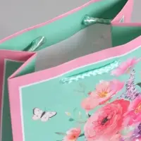 Пакет подарочный ламинированый "Цветочный подарок" 11,5 х 14,5 х 6,5 см